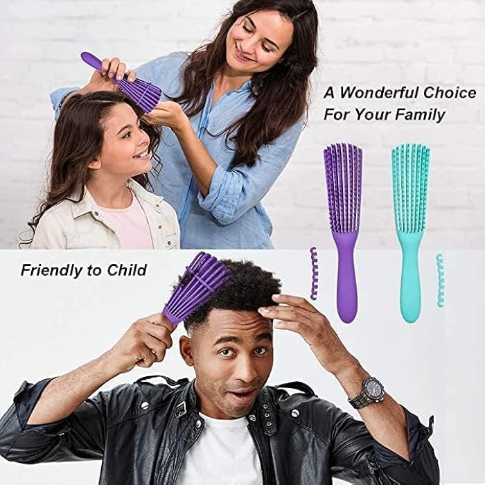 Two pieces Brush for Curly Hair Non-slip Rubber Octopus Hair Brush Comb Scalp Massage Brushes Bathroom Accessories(Multicoror) - Image 3